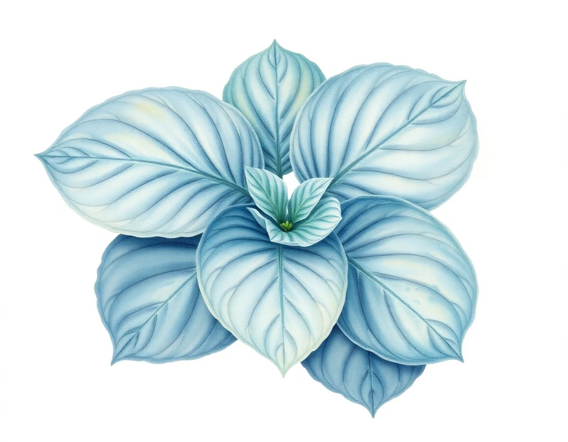 Watercolor illustration of Hosta 'Cornerstone'