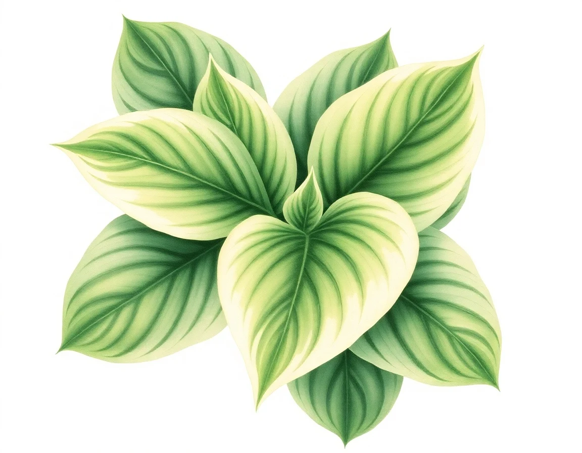 Watercolor illustration of Hosta 'Cosmic Delight'