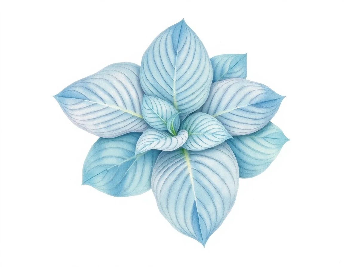 Watercolor illustration of Hosta 'Cosmic Desire'