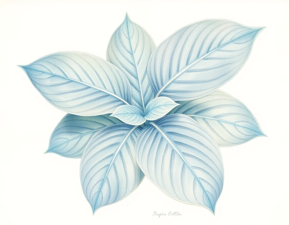 Watercolor illustration of Hosta 'Cosmic DNA'