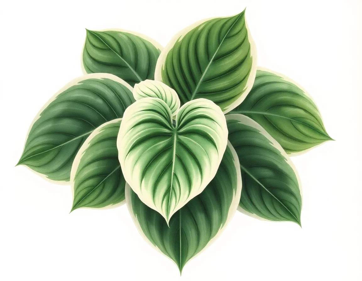 Watercolor illustration of Hosta 'Cosmic Flash'