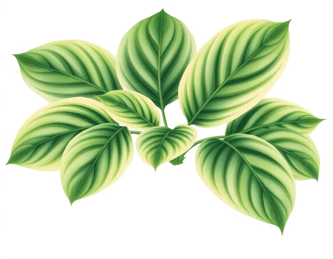 Watercolor illustration of Hosta 'Cosmic Hippie'