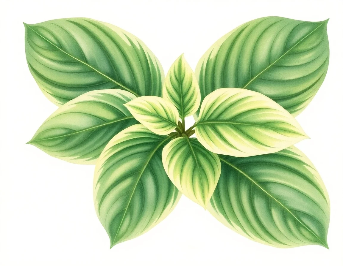 Watercolor illustration of Hosta 'Cosmic Hot Mama'