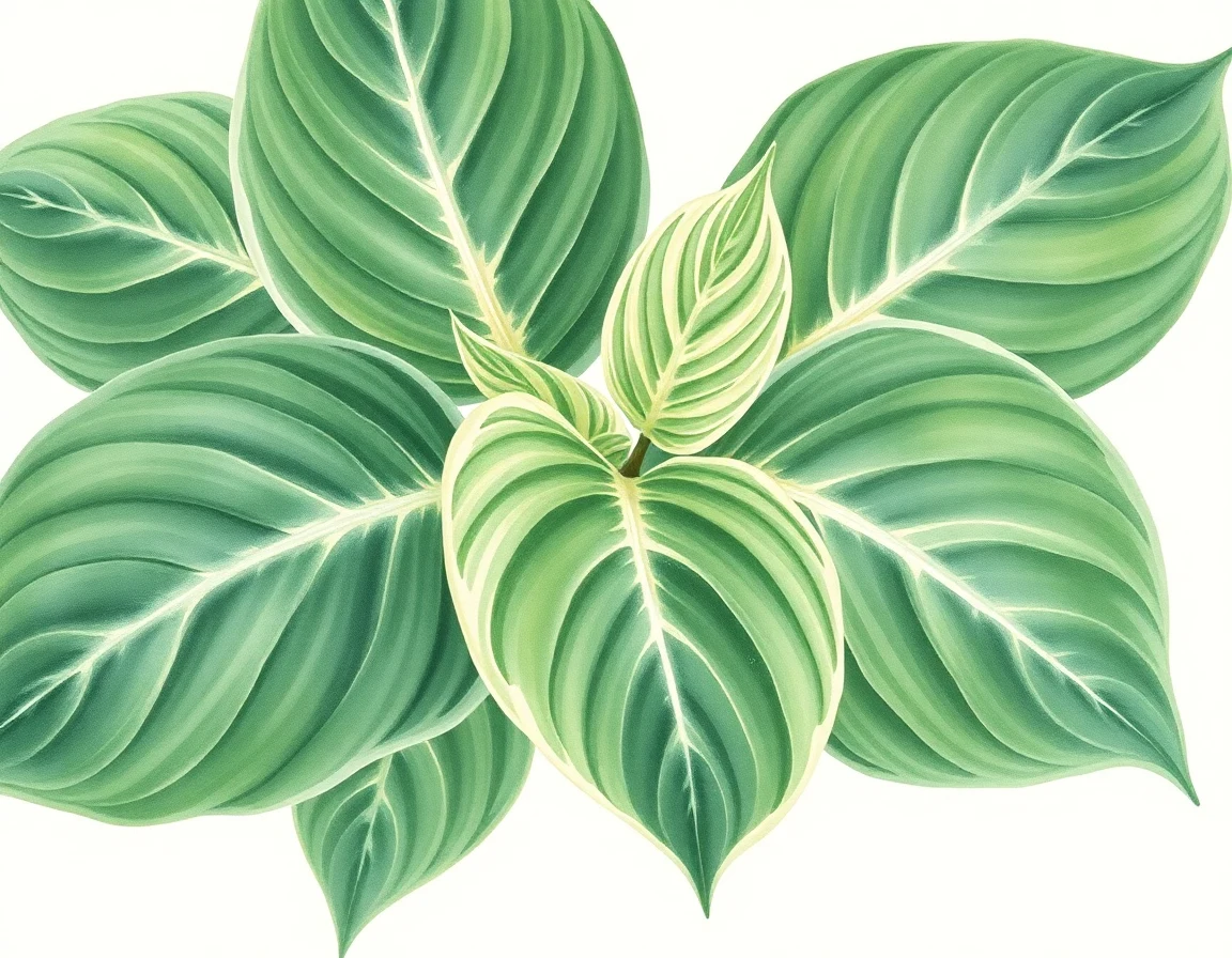 Watercolor illustration of Hosta 'Cosmic Kid'