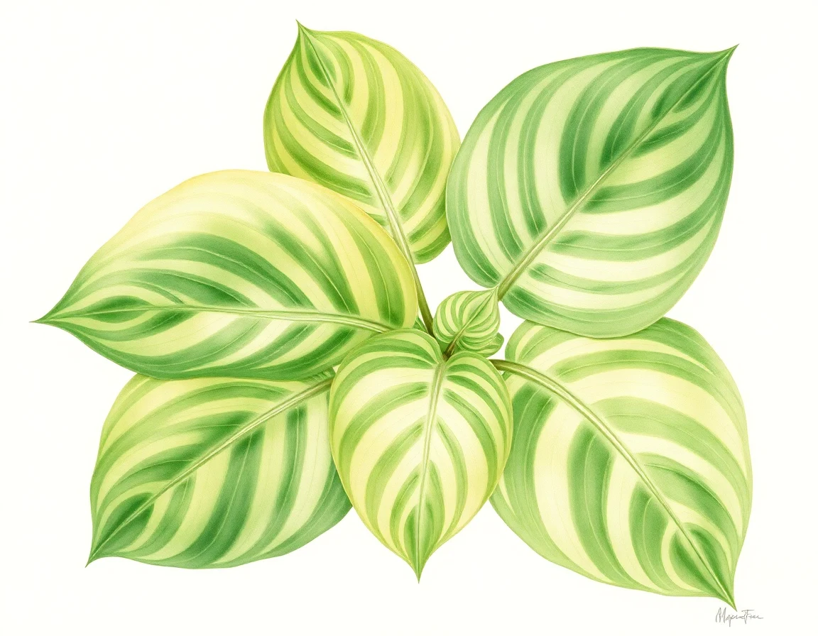 Watercolor illustration of Hosta 'Cosmic Knuckles'