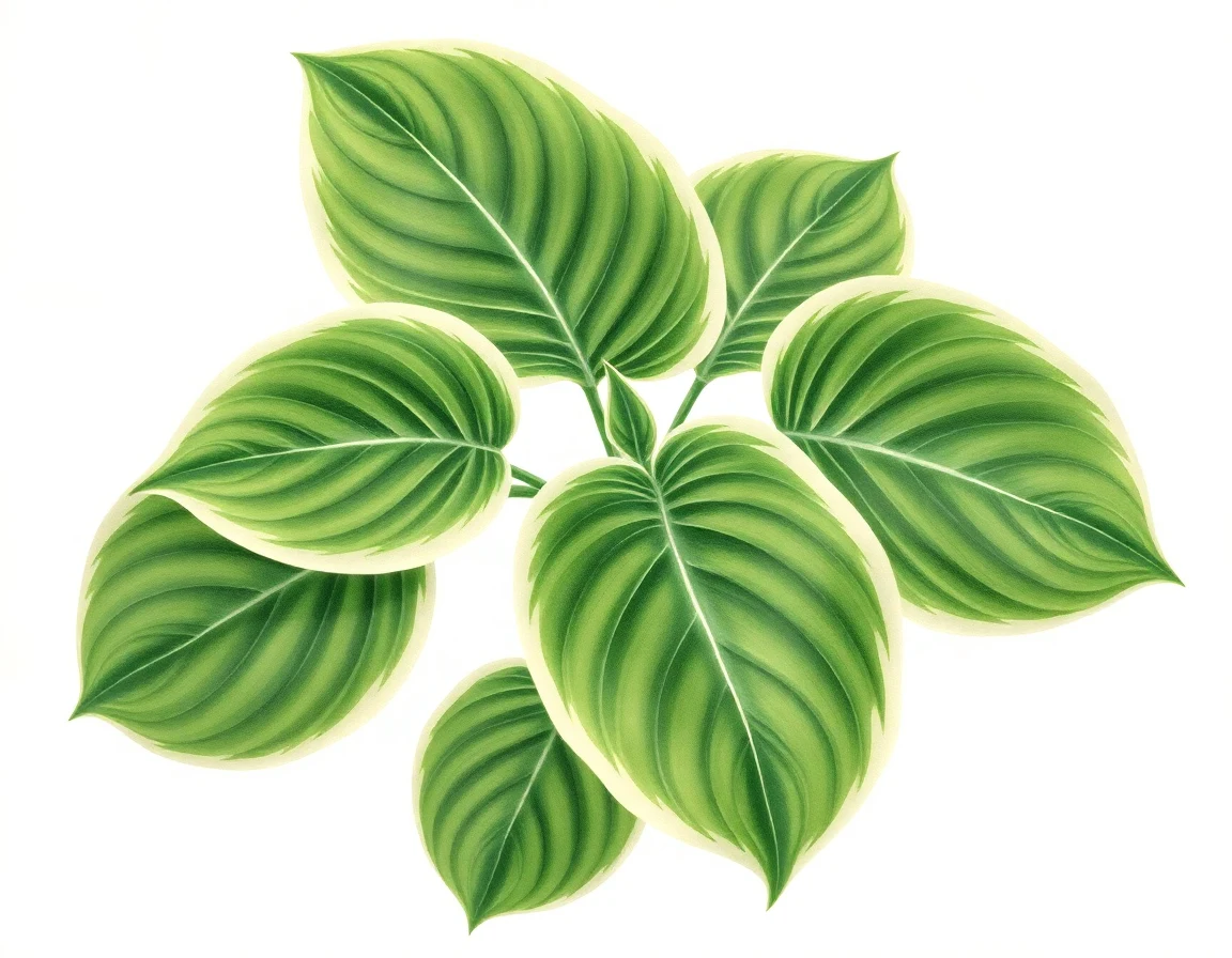 Watercolor illustration of Hosta 'Cosmic Lace'