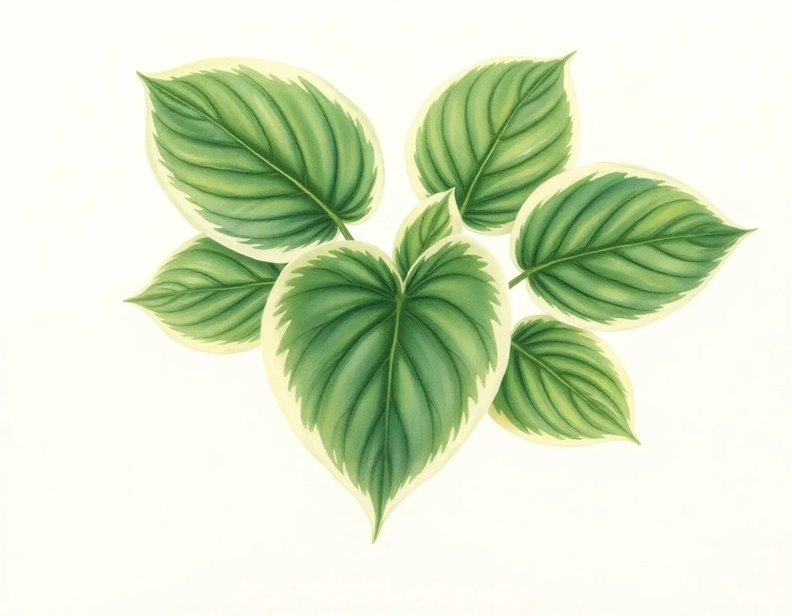 Watercolor illustration of Hosta 'Cosmic Lady'