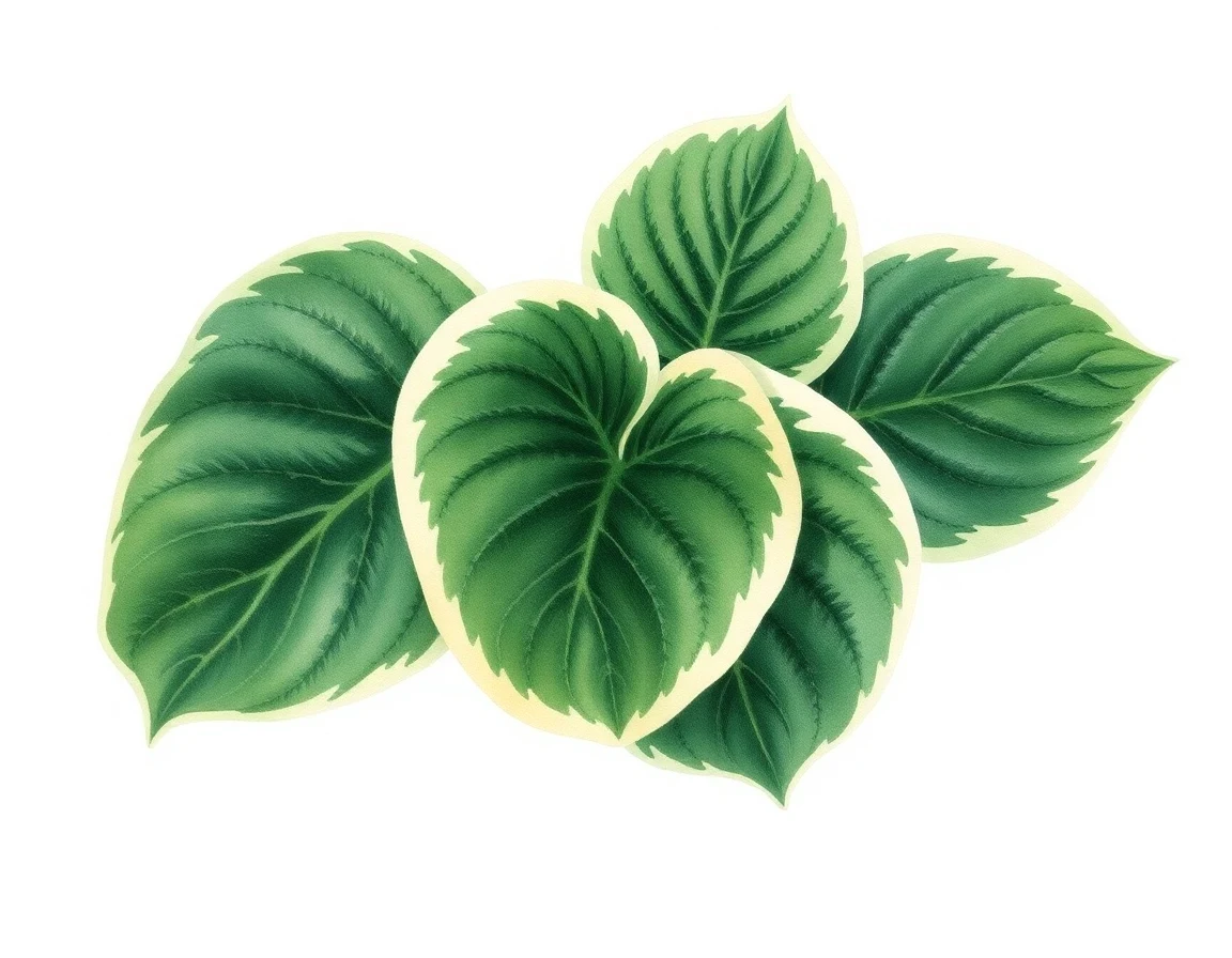 Watercolor illustration of Hosta 'Cosmic Little Elf'