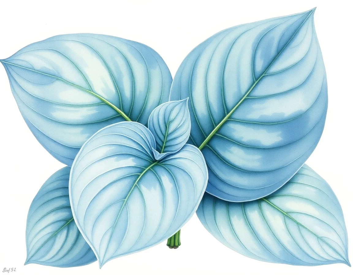 Watercolor illustration of Hosta 'Cosmic Patchwork'