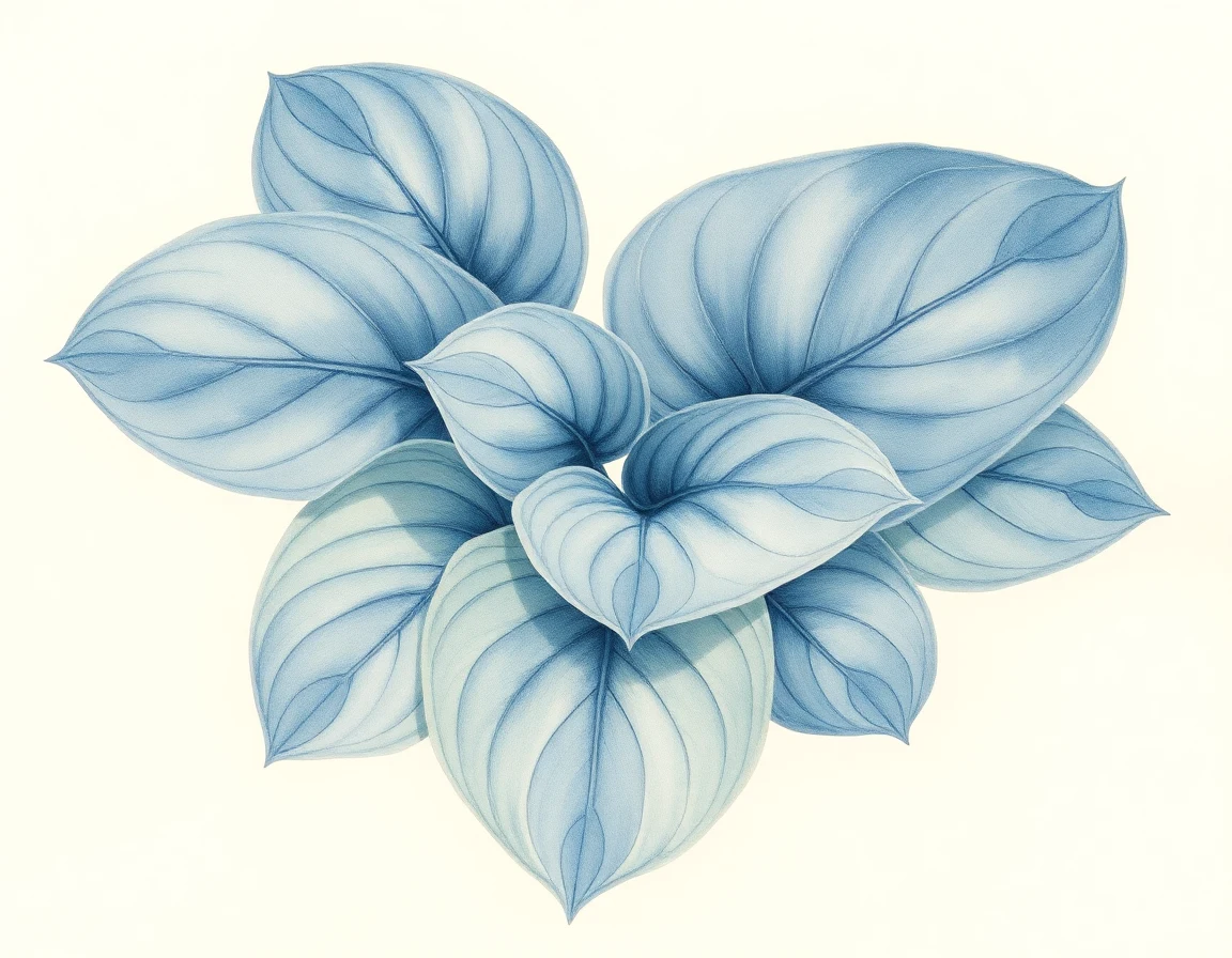 Watercolor illustration of Hosta 'Cosmic Rain'
