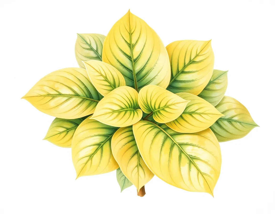 Watercolor illustration of Hosta 'Cosmic Rainbow'