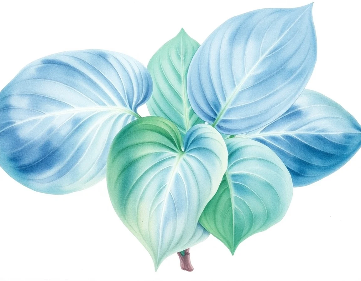 Watercolor illustration of Hosta 'Cosmic Reaction'
