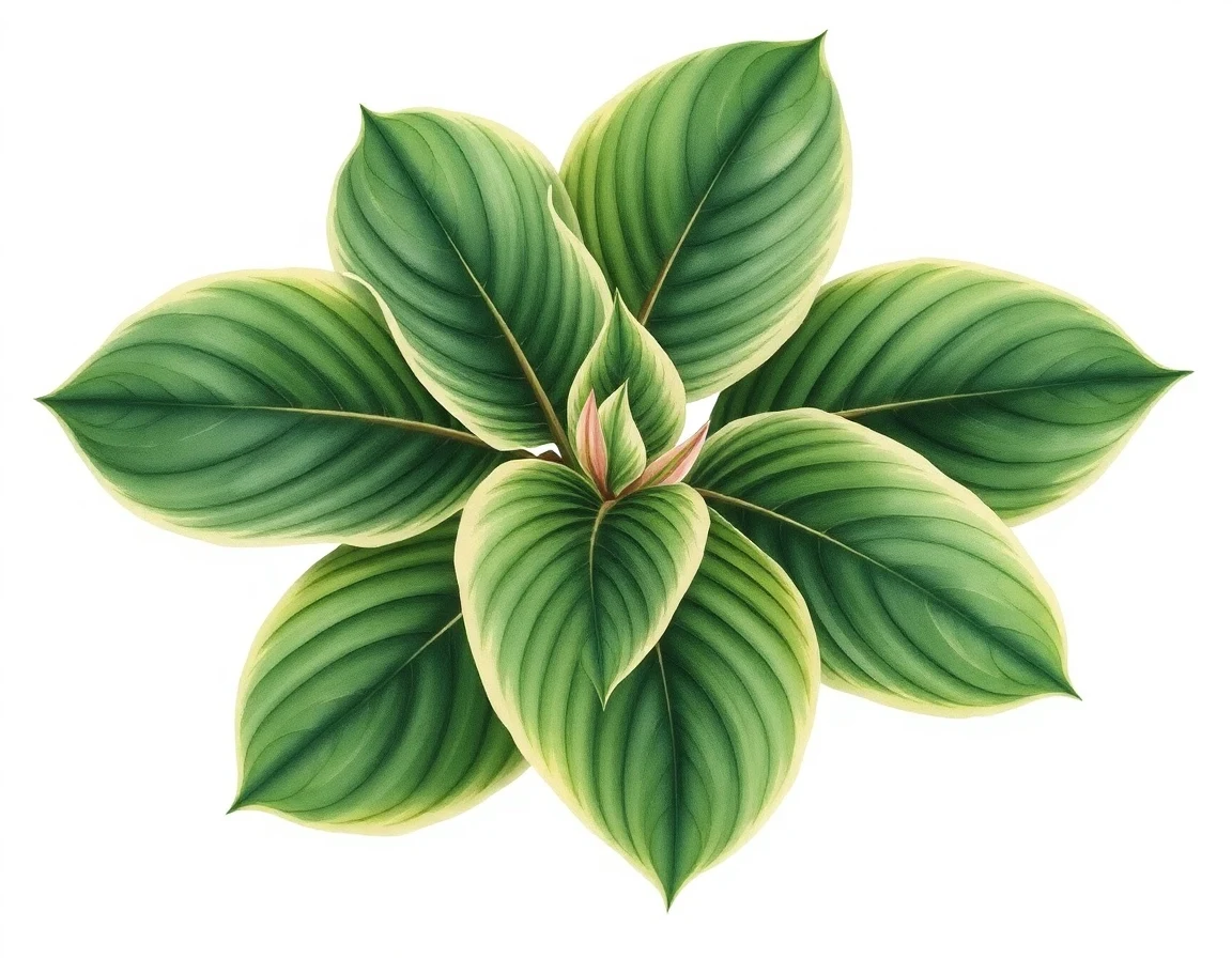 Watercolor illustration of Hosta 'Cosmic Sister'