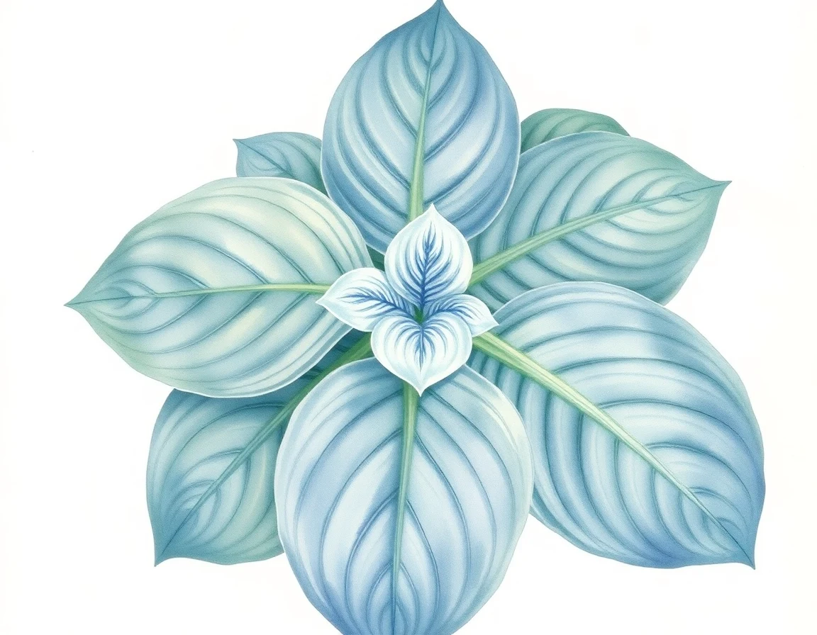 Watercolor illustration of Hosta 'Cosmic Smiles'