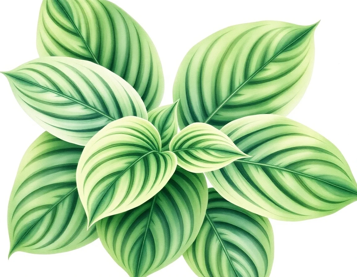 Watercolor illustration of Hosta 'Cosmic Spotted Cow'