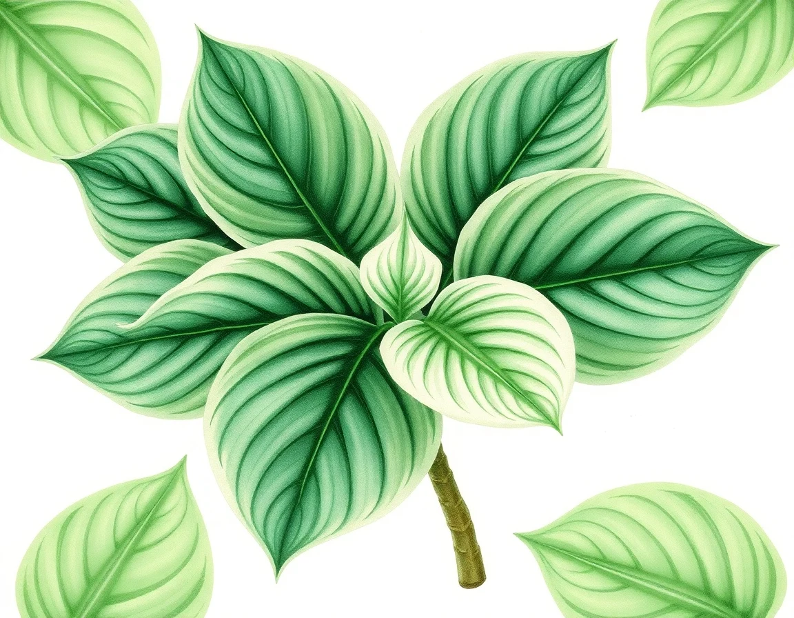 Watercolor illustration of Hosta 'Cosmic Watercolors'
