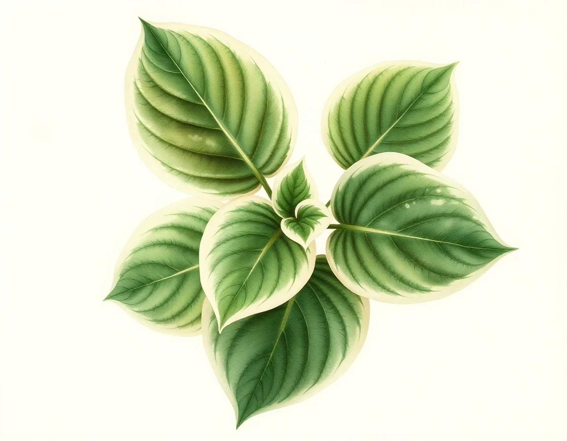 Watercolor illustration of Hosta 'Cotillion'