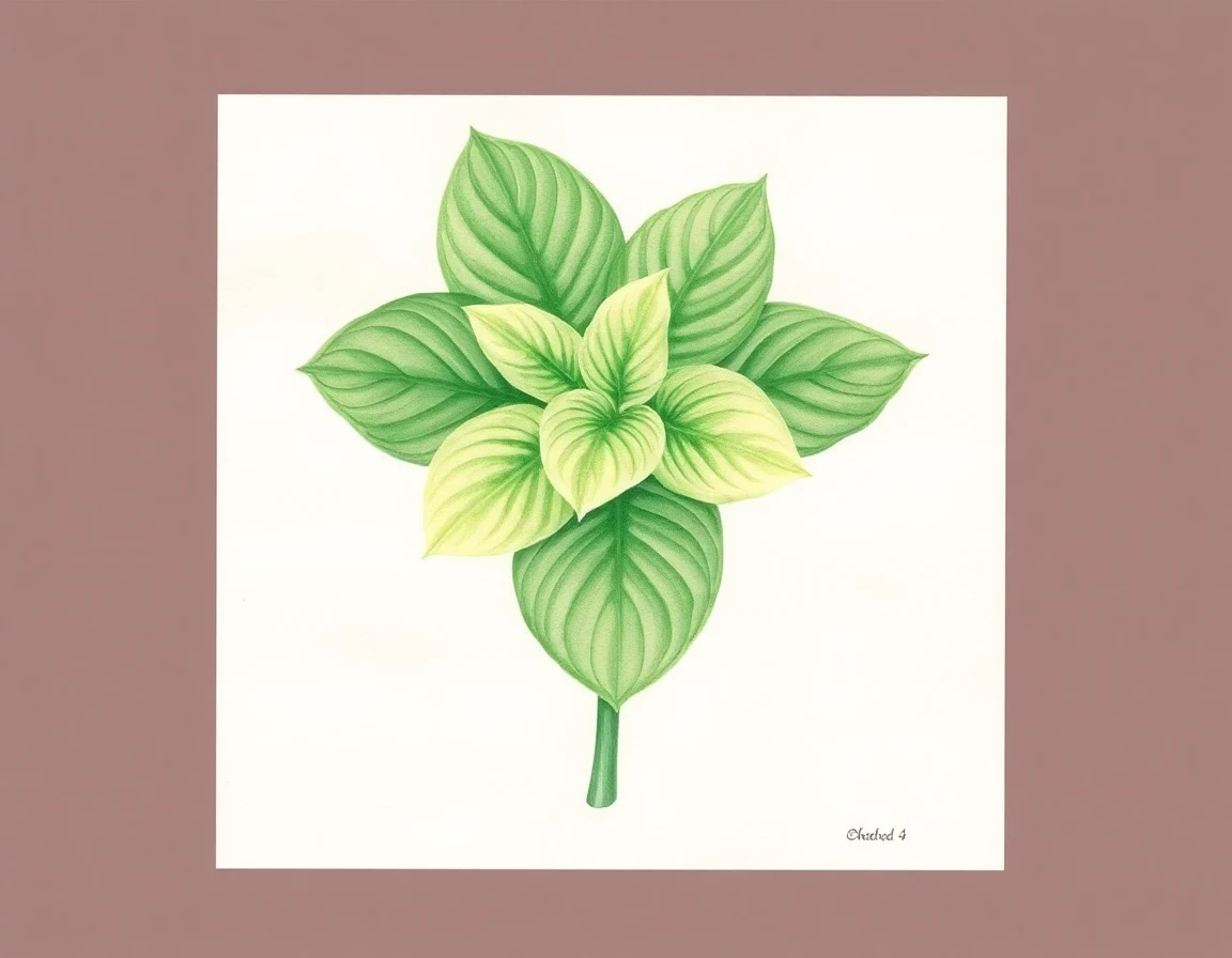 Watercolor illustration of Hosta 'Count Dracula'