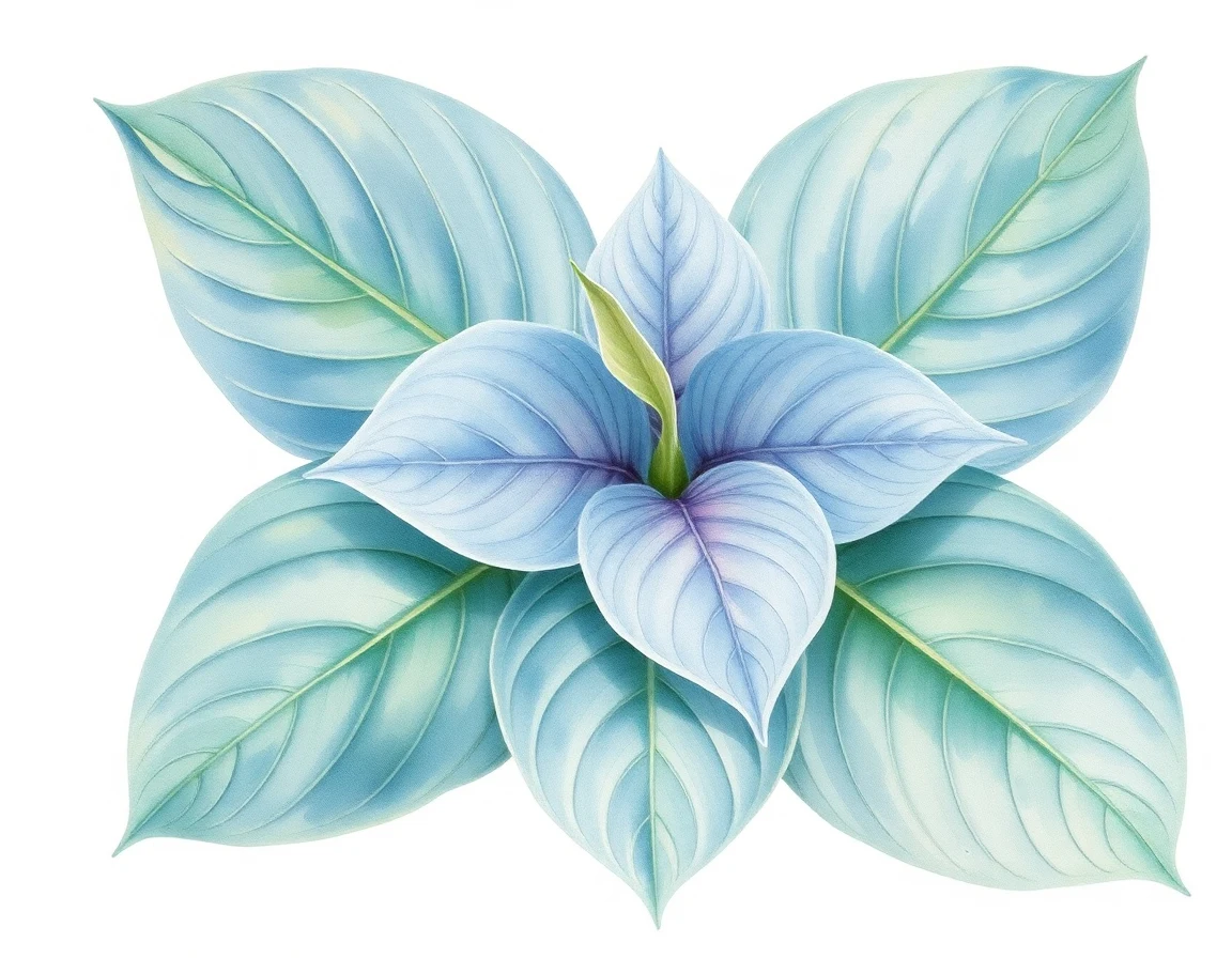Watercolor illustration of Hosta 'Counter Point'