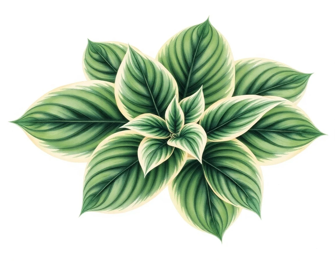 Watercolor illustration of Hosta 'Country Gentleman'