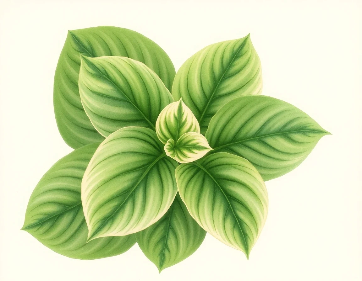 Watercolor illustration of Hosta 'Cowabunga'