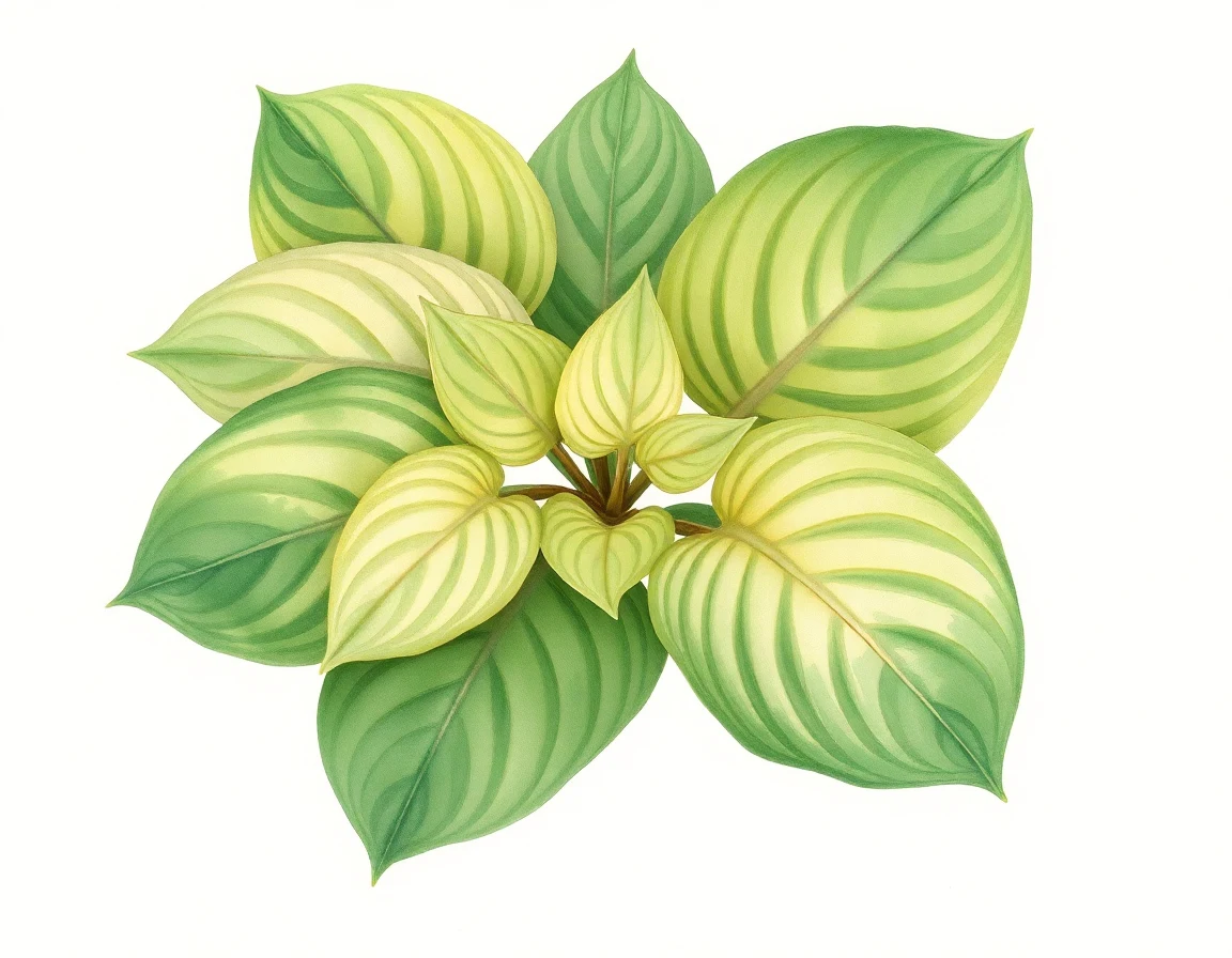 Watercolor illustration of Hosta 'Craig Harlequin Bells'