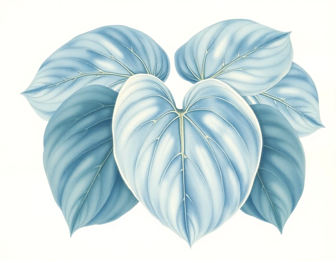 Watercolor illustration of Hosta 'Crater Lake'