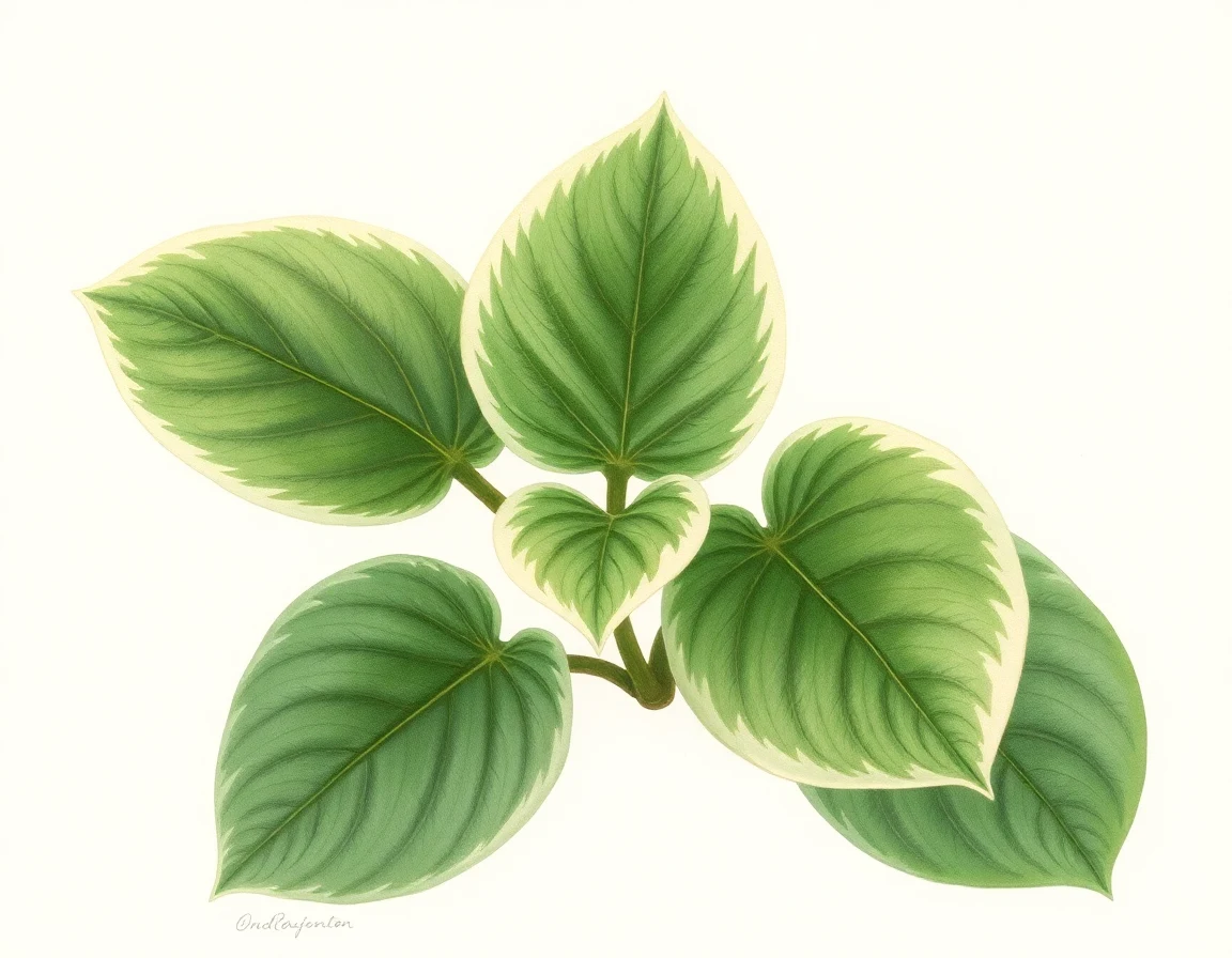 Watercolor illustration of Hosta 'Cream Cheese'