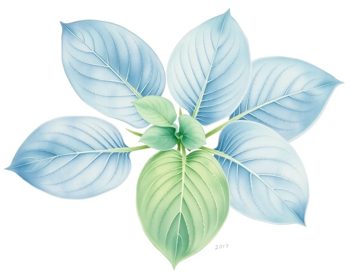 Watercolor illustration of Hosta 'Crinkled Leather'