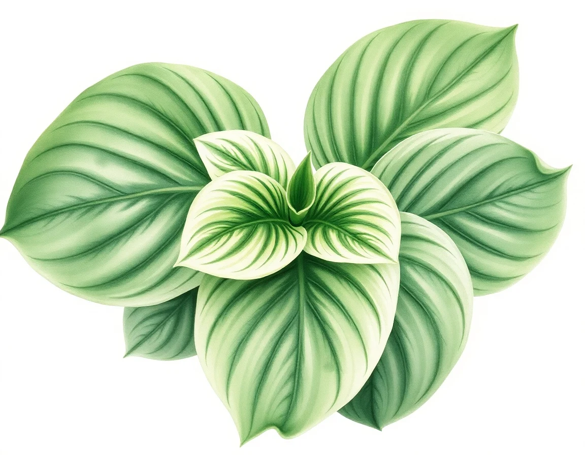 Watercolor illustration of Hosta 'Crocodile Queen'