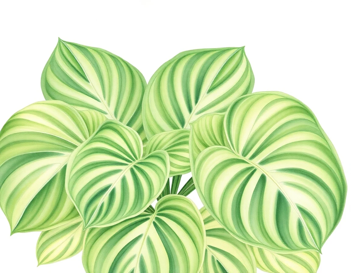 Watercolor illustration of Hosta 'Cross Stitch'