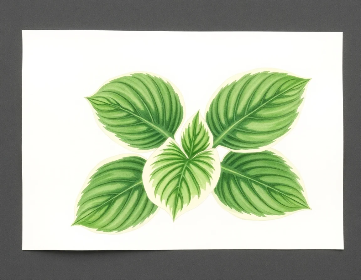 Watercolor illustration of Hosta 'Crossroads Oscar'