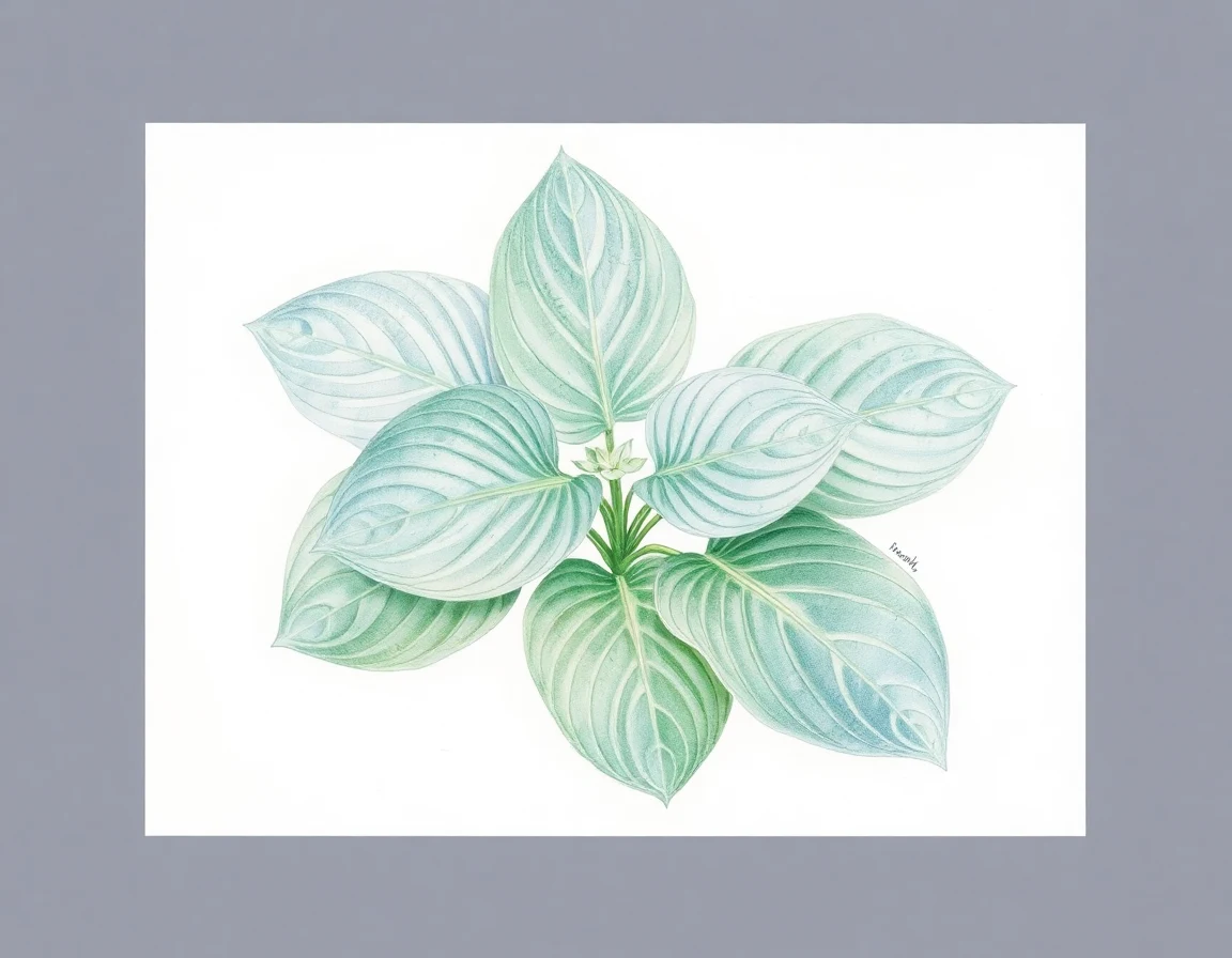 Watercolor illustration of Hosta 'Crossroads Parrot'