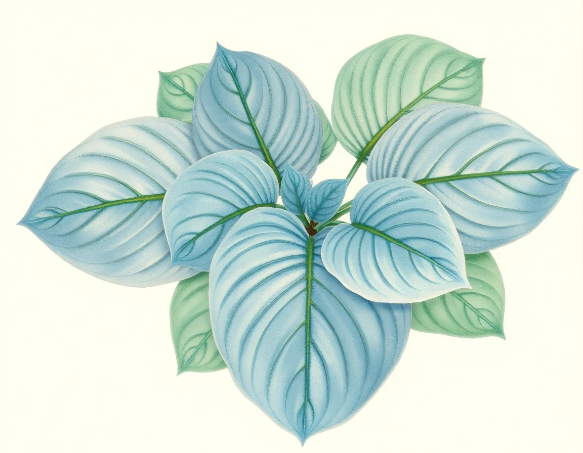 Watercolor illustration of Hosta 'Crossroads Whirlpool'