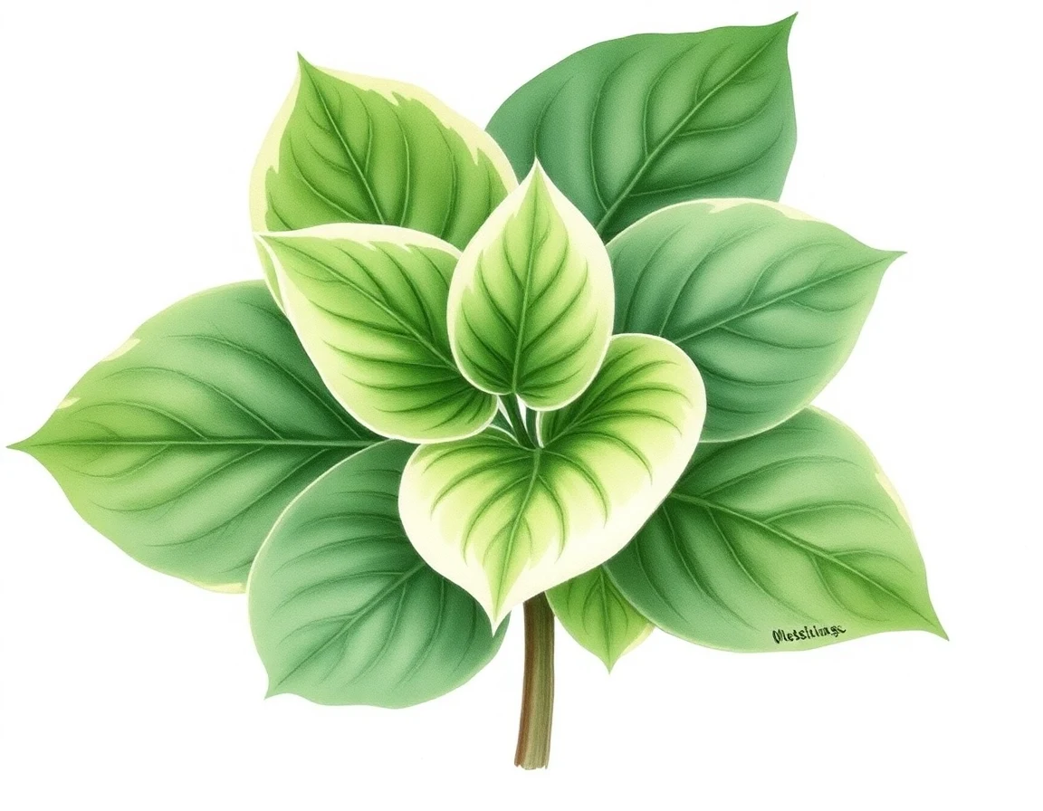 Watercolor illustration of Hosta 'Croutons'