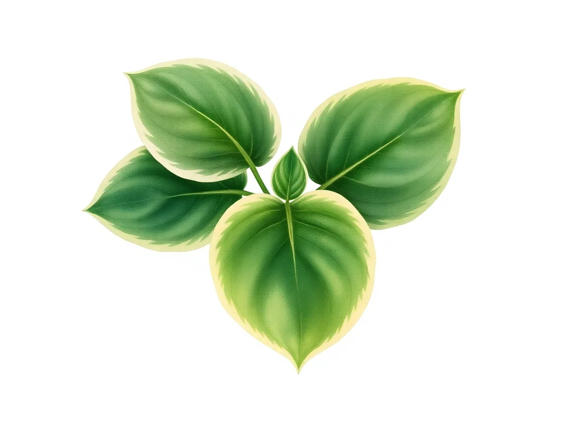 Watercolor illustration of Hosta 'Crown Jewel'