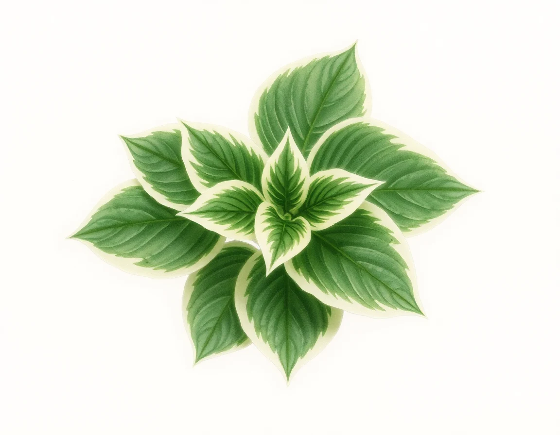 Watercolor illustration of Hosta 'Crown Prince'