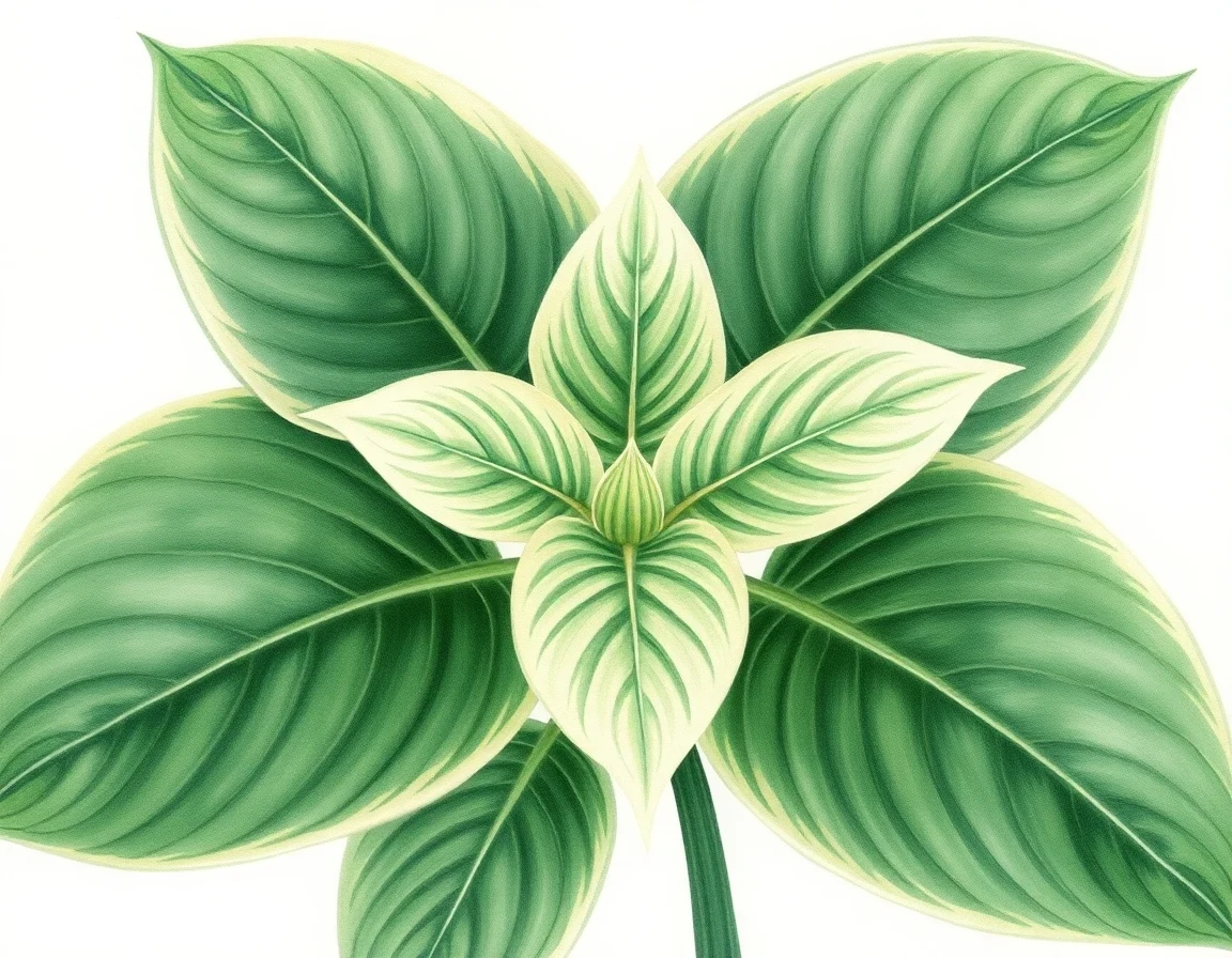Watercolor illustration of Hosta 'Crows Landing Fairy Ghost'
