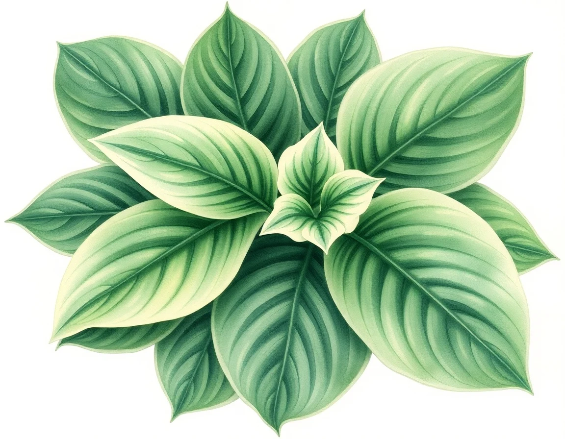 Watercolor illustration of Hosta 'Crows Landing Lime Sorbet'