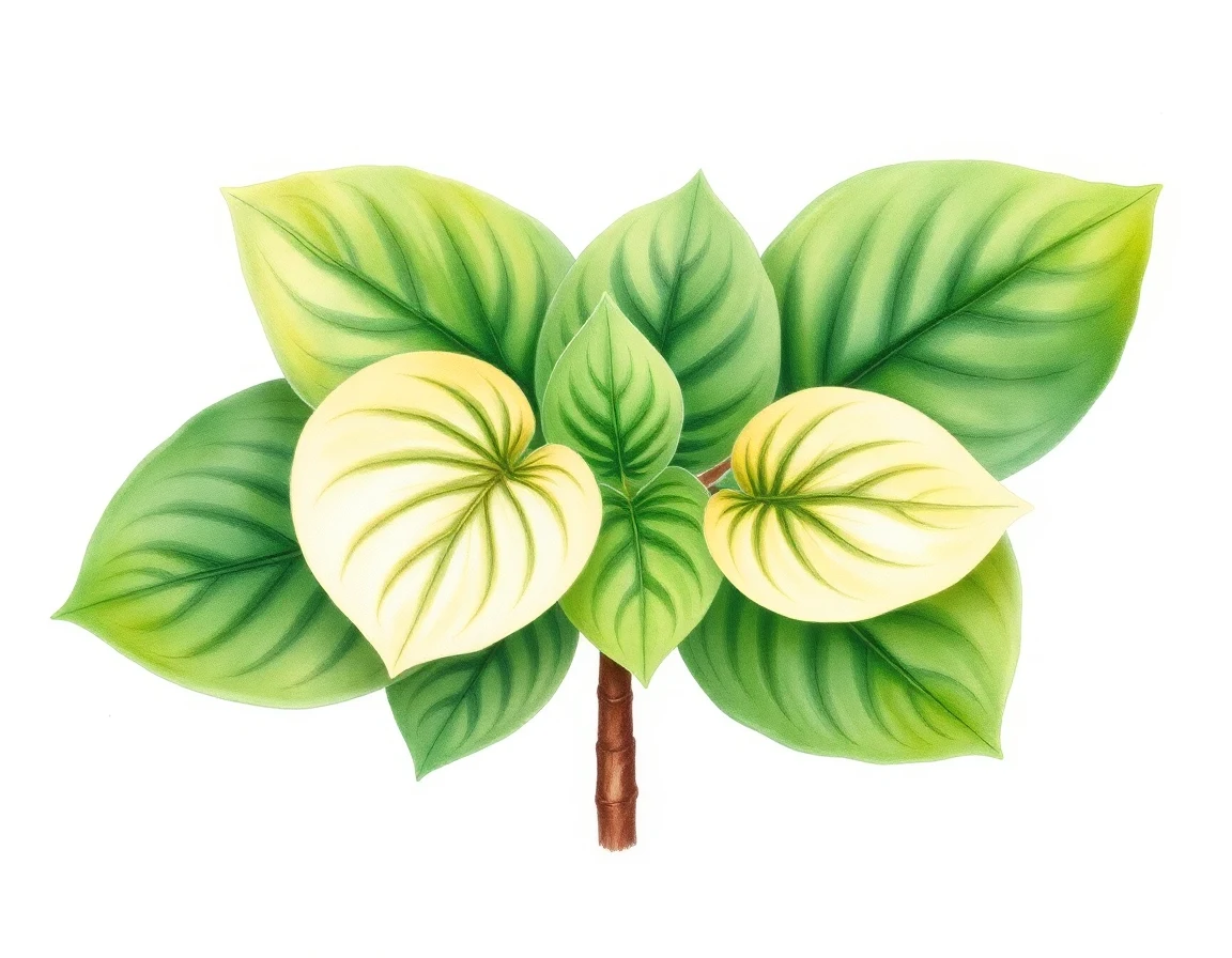 Watercolor illustration of Hosta 'Crumples'