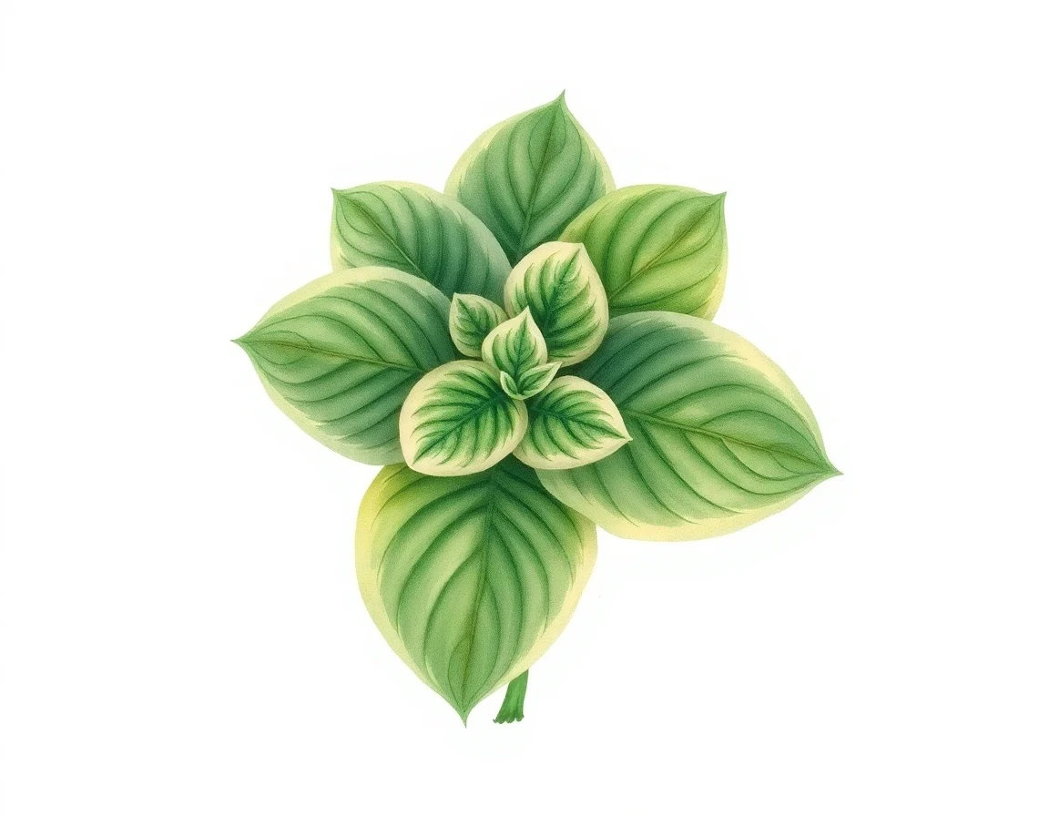 Watercolor illustration of Hosta 'Crystal Charm'