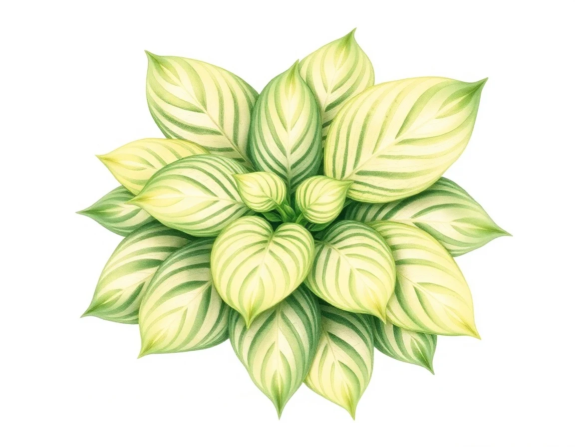 Watercolor illustration of Hosta 'Crystal Chimes'