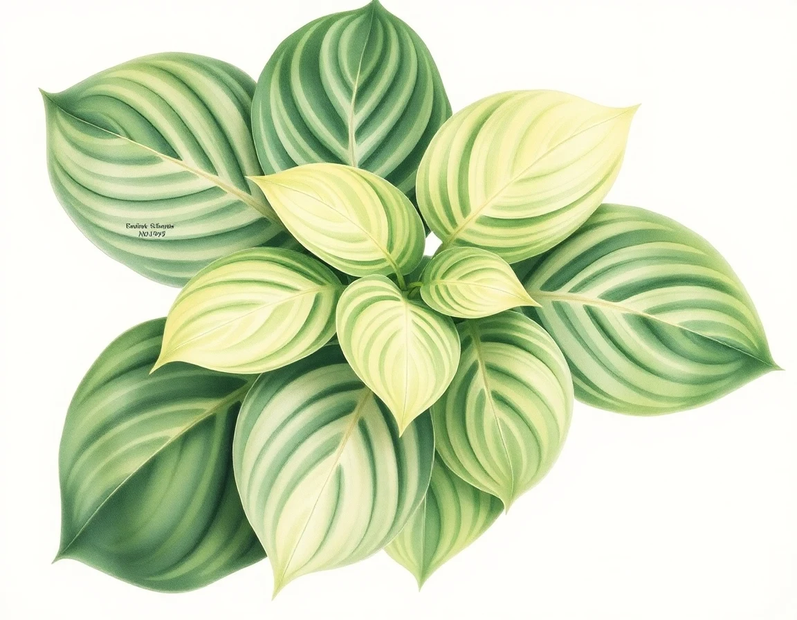 Watercolor illustration of Hosta 'Crystal Glaze'