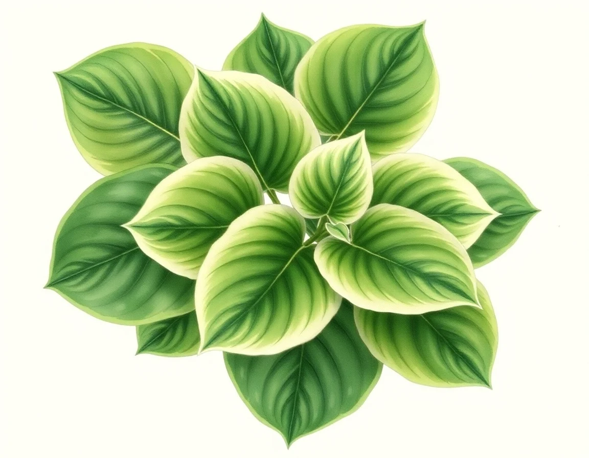 Watercolor illustration of Hosta 'Crystal Tiara'