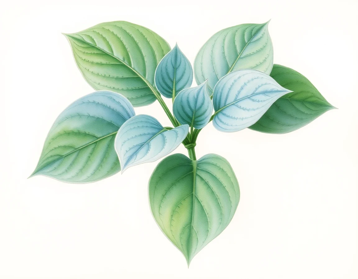 Watercolor illustration of Hosta 'Cubby Bear'
