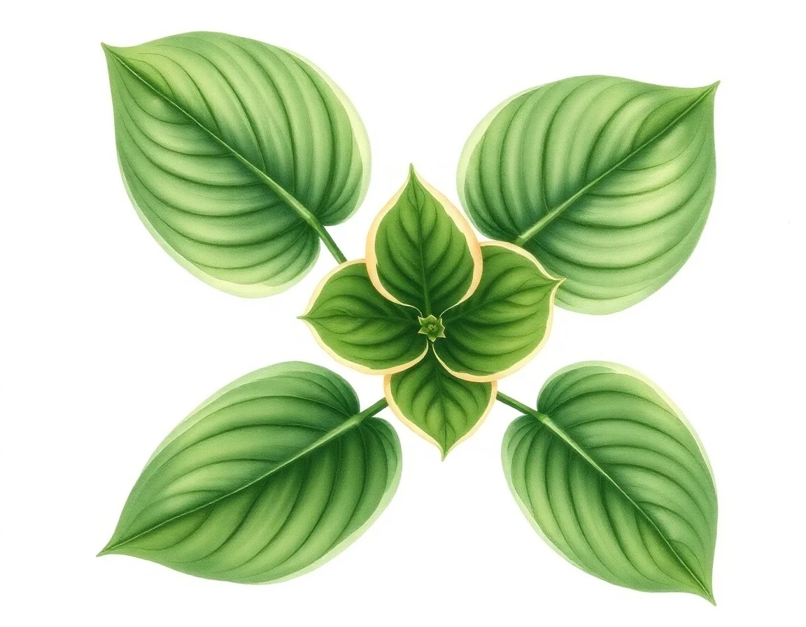Watercolor illustration of Hosta 'Cupid's Arrow'