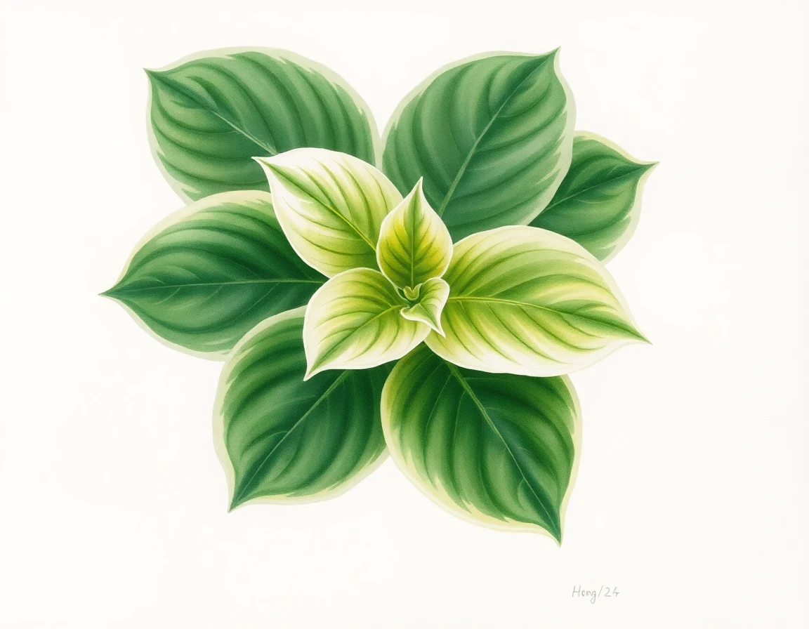 Watercolor illustration of Hosta 'Curly Locks'
