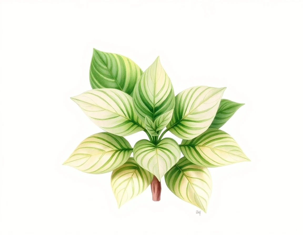Watercolor illustration of Hosta 'Curly Top'