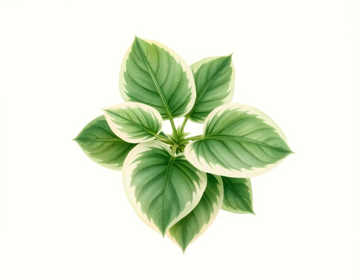 Watercolor illustration of Hosta 'Cutie Pie'