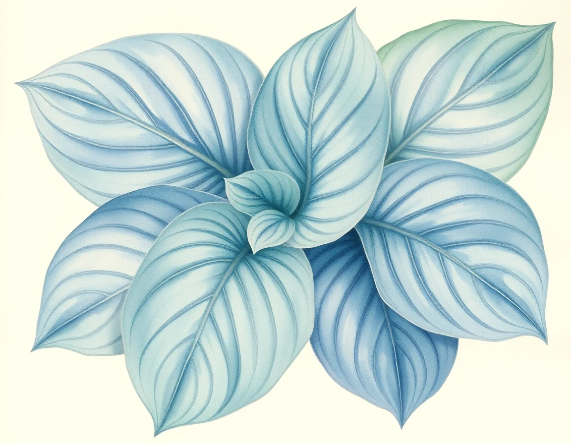 Watercolor illustration of Hosta 'Cuyahoga Falls'